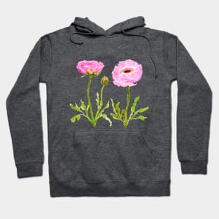 2 pink  ranunculus flowers Hoodie